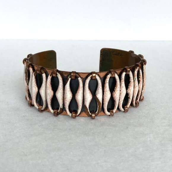 Vintage Matisse-Renoir Copper Anodized “Espana” Wide Cuff Bracelet 6.5" - Picture 4 of 16